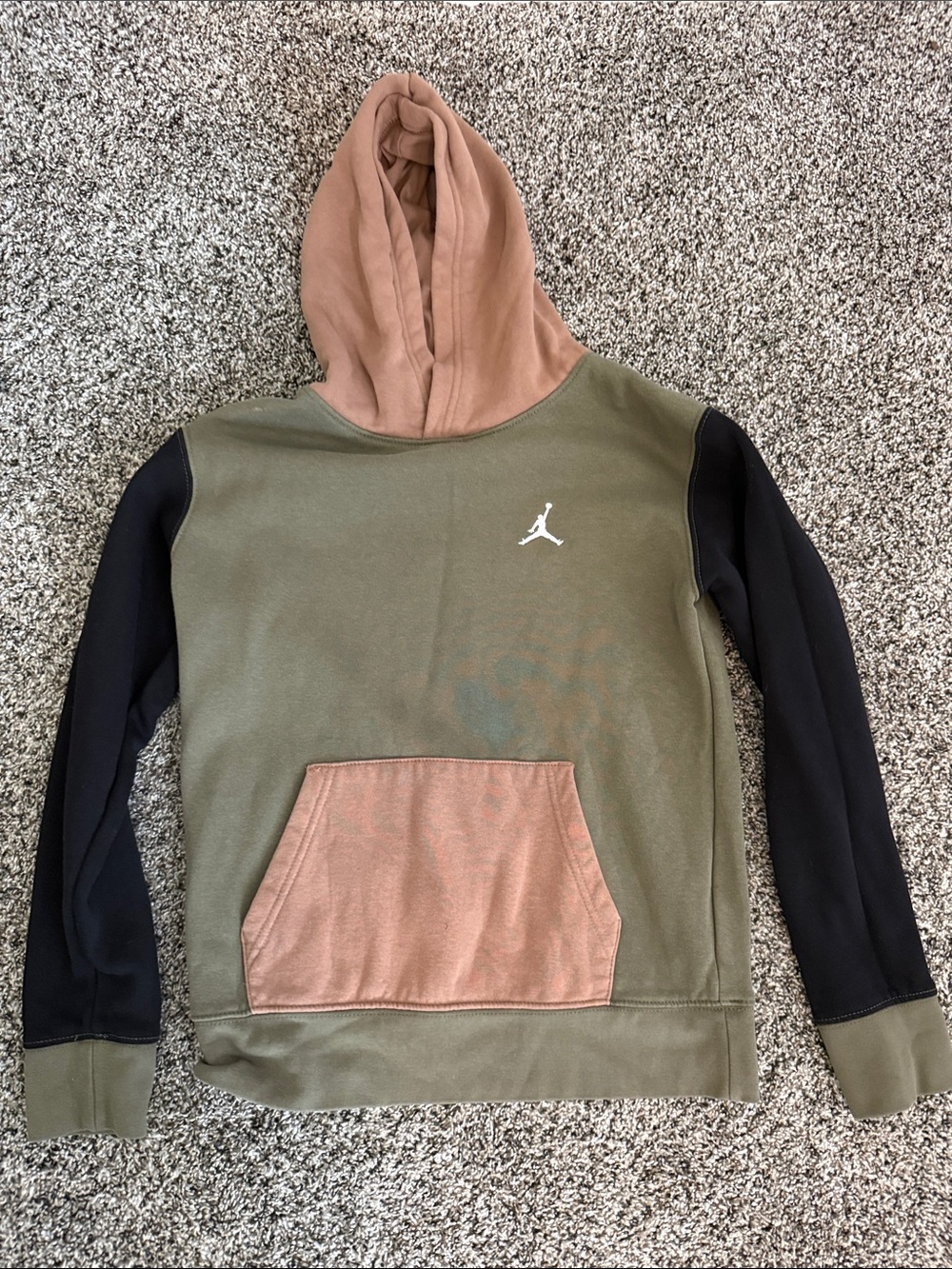 Jordan Jumpman Colorblock Hoodie in Olive, Black & Mauve